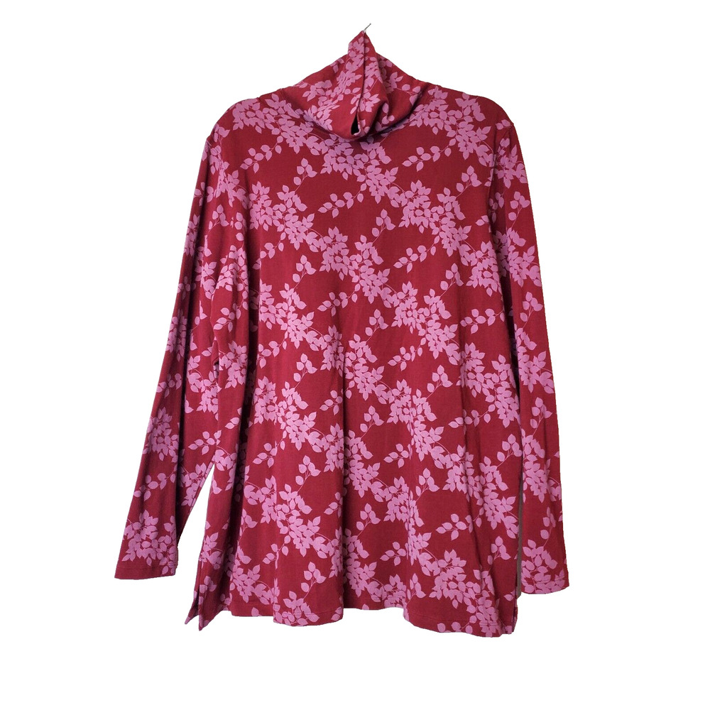 Lands End Plus Size 1X Plus Size Top Cotton‎ Stretch Long Sleeve Turtleneck